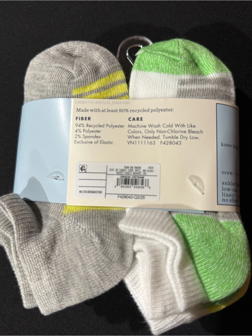 Cat & Jack Low-Cut Socks 10-Pack – White with Red & Blue Accents